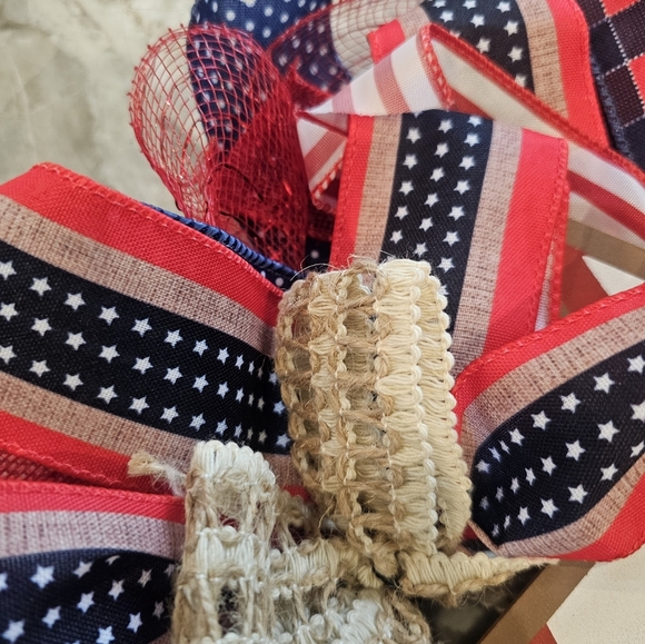 New! Patriotic 15 Inch Star Bows Hanging Sign Fourth of July Decor Wreath Gift - Picture 4 of 7